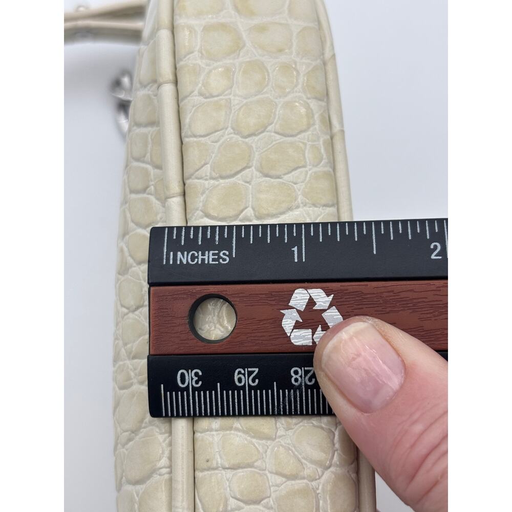by FAR Mini Rachel Shoulder Bag Cream Crocodile Embossed Leather Chain Strap - Picture 10 of 13